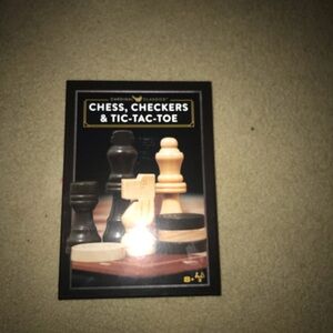 Chess, Checkers & Tic-Tac-Toe Game Set - Black & Natural
